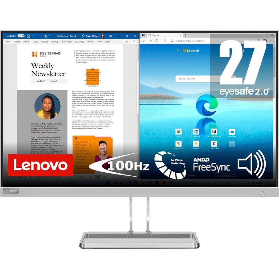 Lenovo L27i-40 Monitor | 27" FHD 100Hz | Integrated Speakers | IPS
